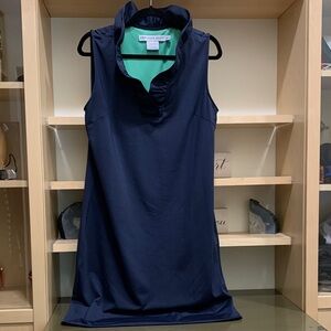 Gretchen Scott Designs Navy Blue Dress with Green Lining